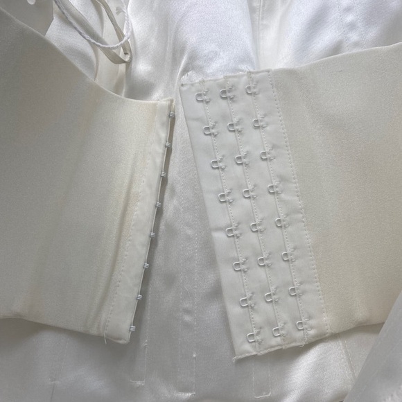 BLUE Ivory Strapless Rhinestone Rouched Taffeta Gown - Picture 9 of 11